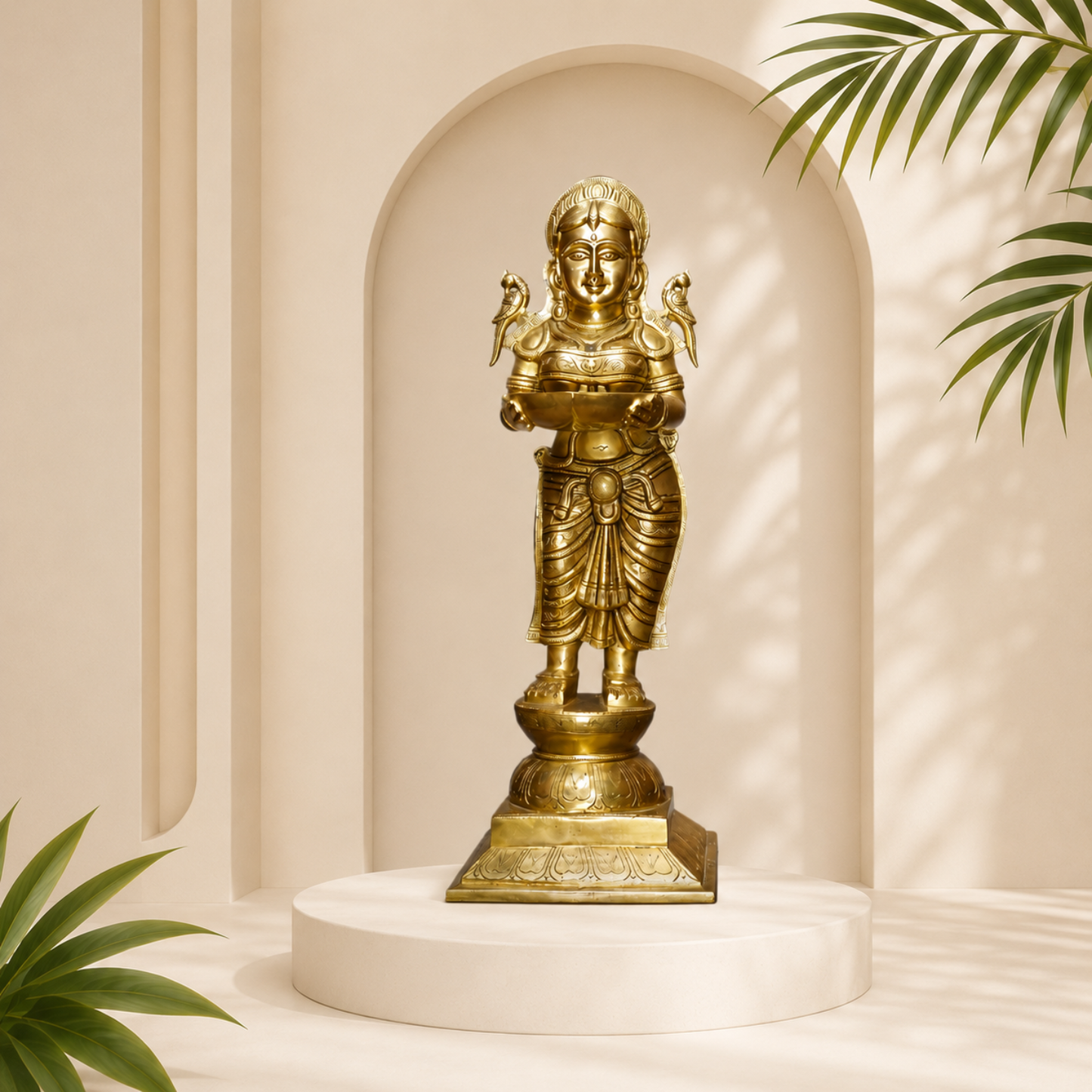 Lady with diya staute