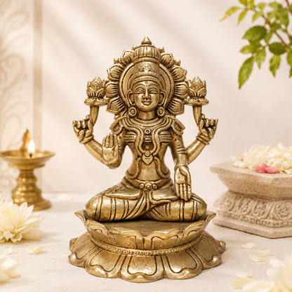 Goddess Lakshmi on Lotus Pedestal