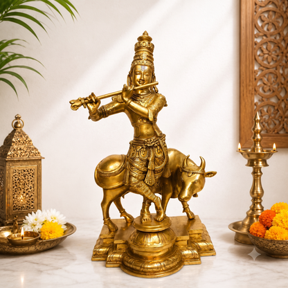 Lord Krishna Idol with Cow
