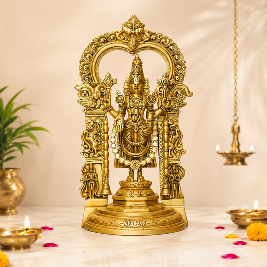 Lord Venkateshwara Balaji Idol with Ornamental Arch-Large