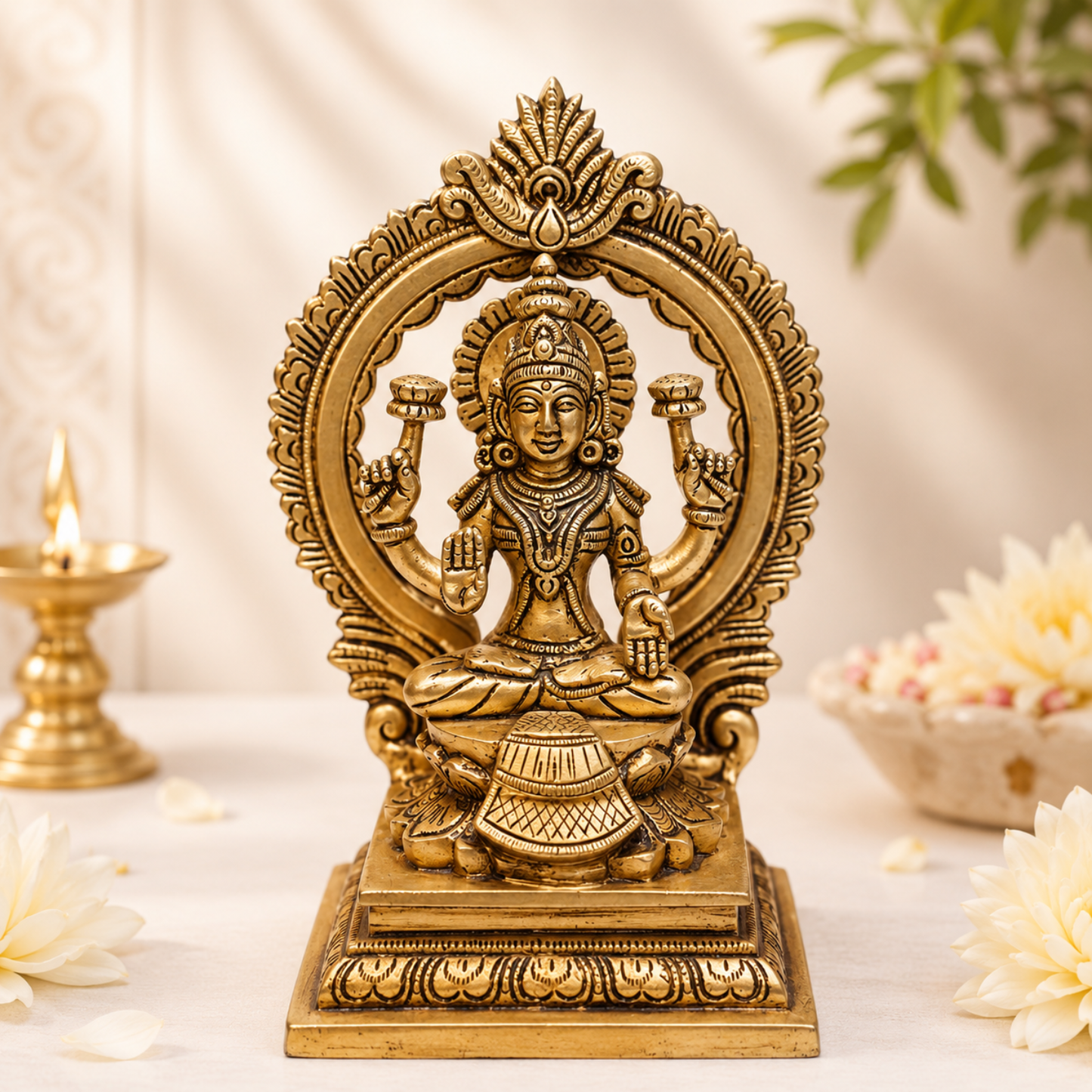 Goddess Lakshmi Idol with Oranmental Arch