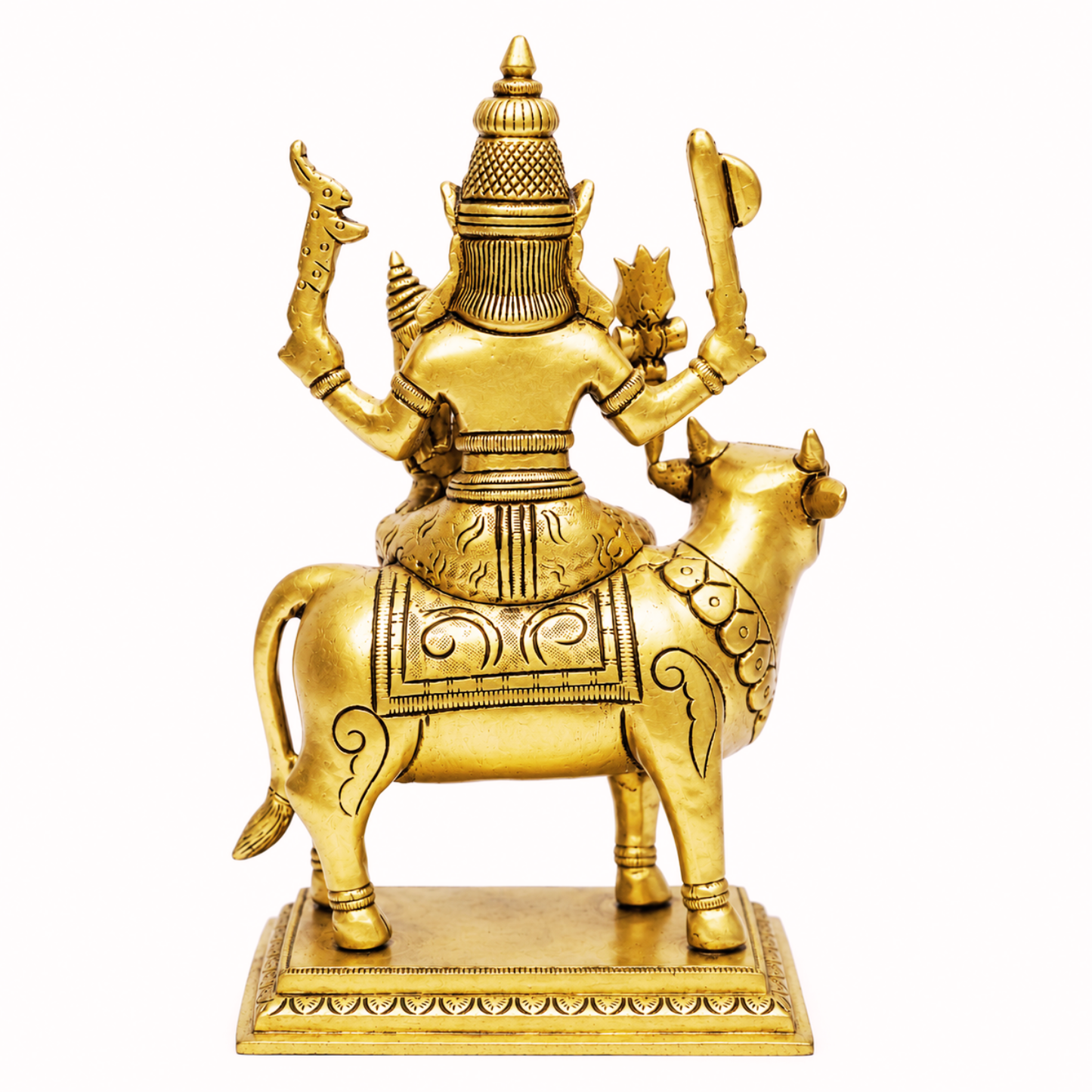 Lord Shiva with Parvati & Ganesha on Nandi Idol
