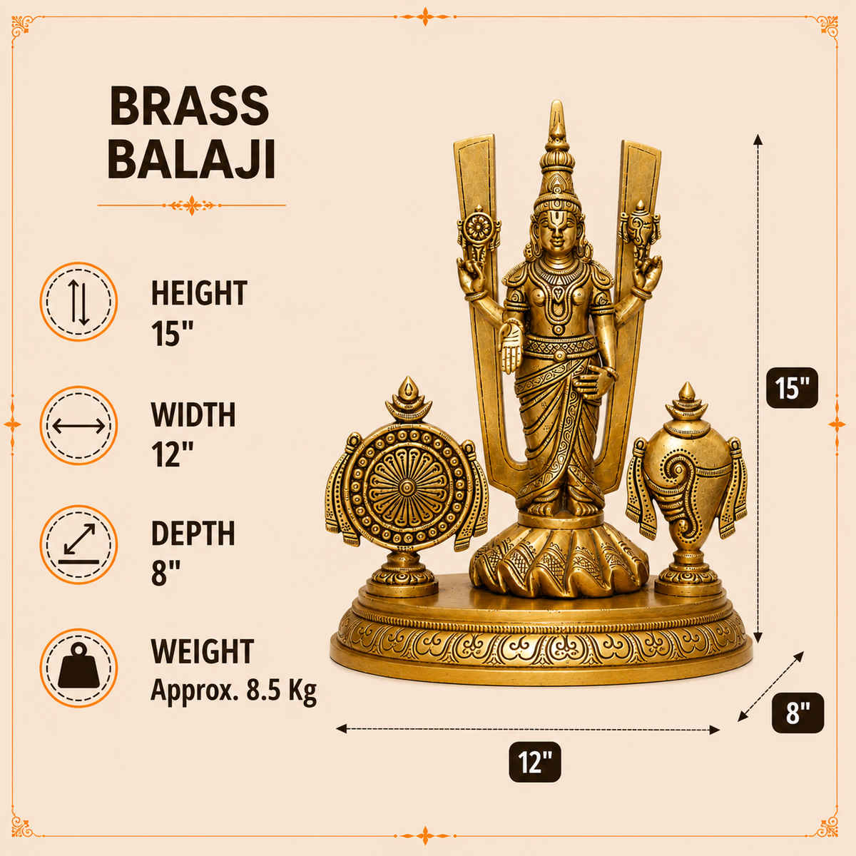 Lord Venkateshwara Balaji Idol with Chakra & Shankh