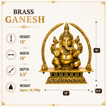 Seated Lord Ganesha Idol with Prabhavali