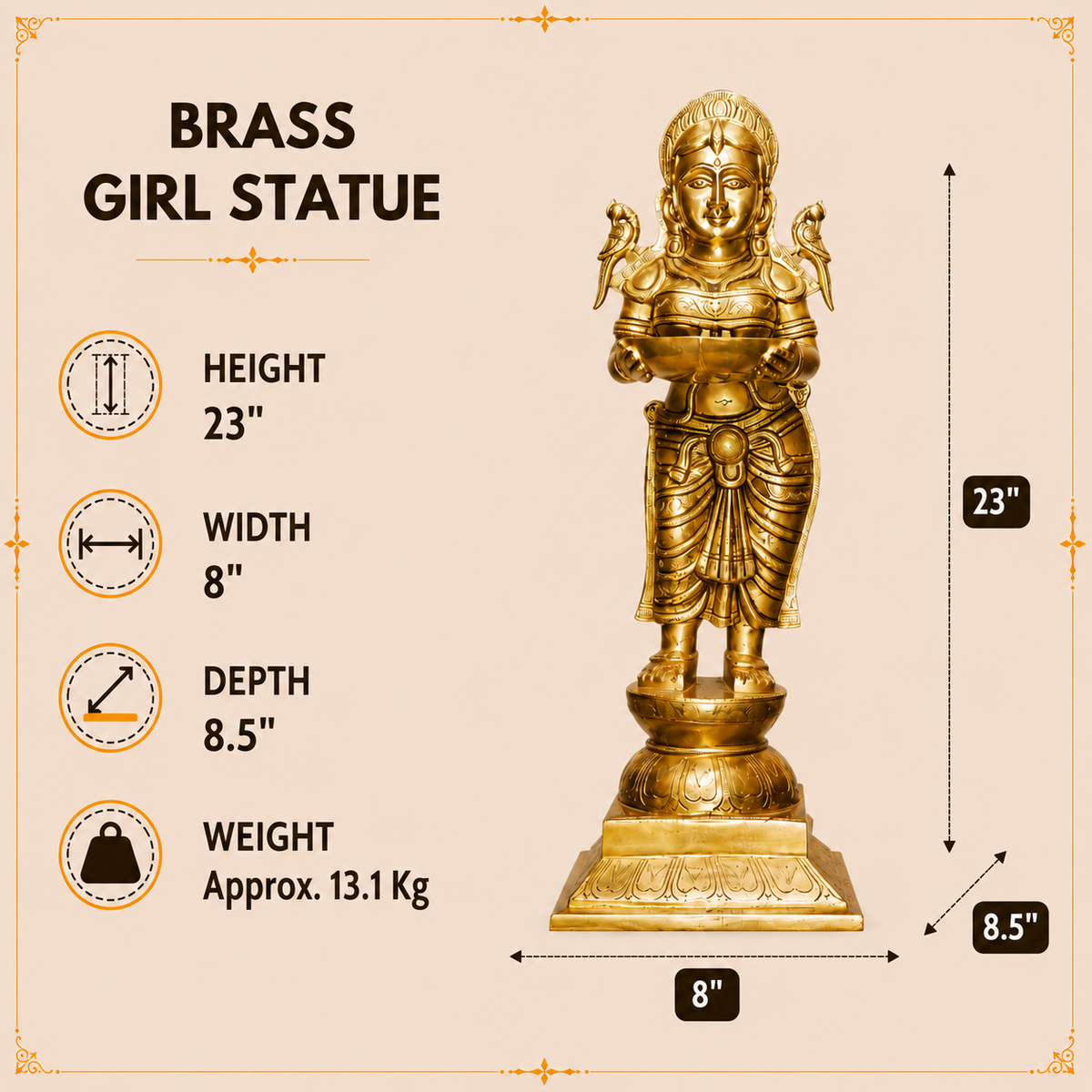 Traditional Girl Statue with Diya