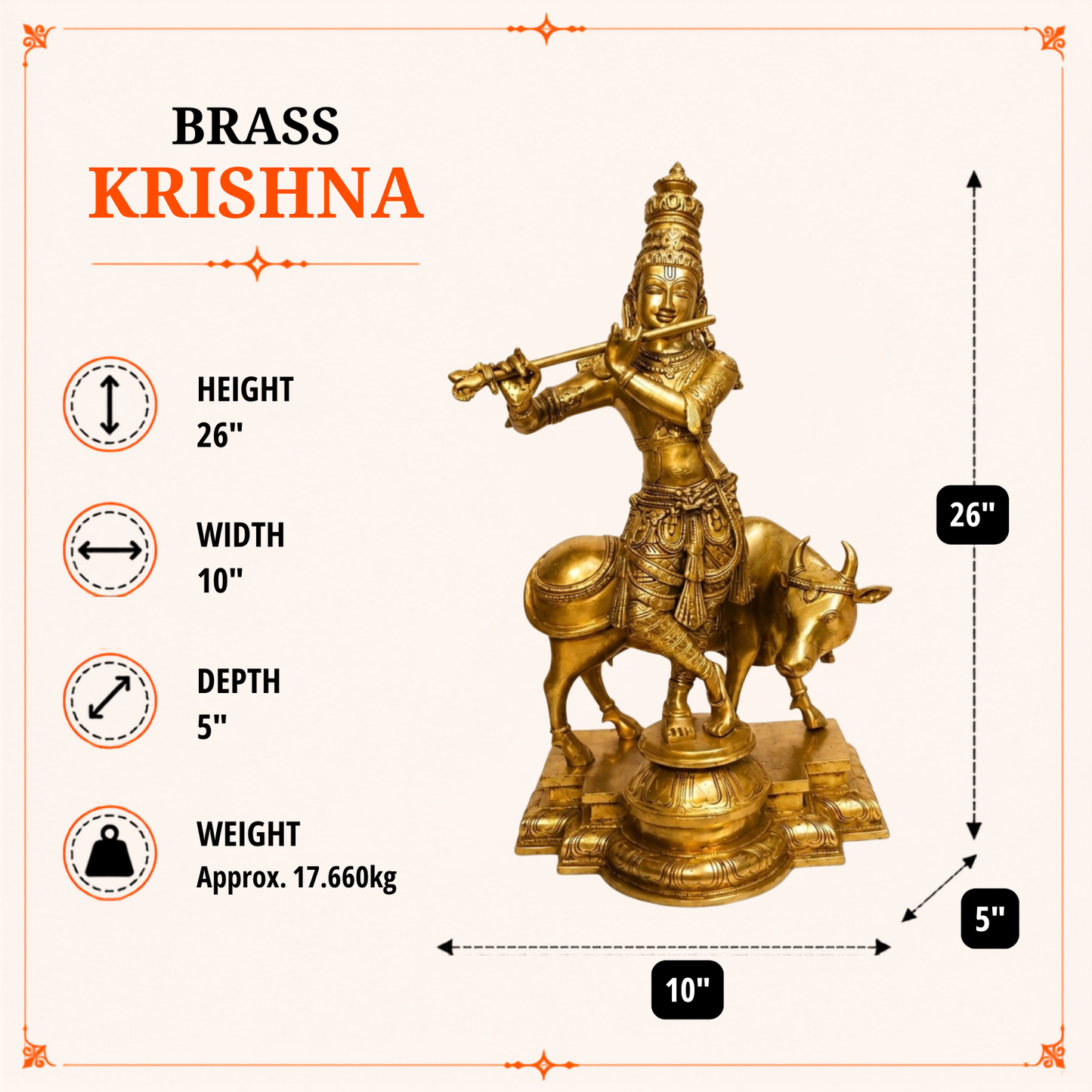 Lord Krishna Idol with Cow