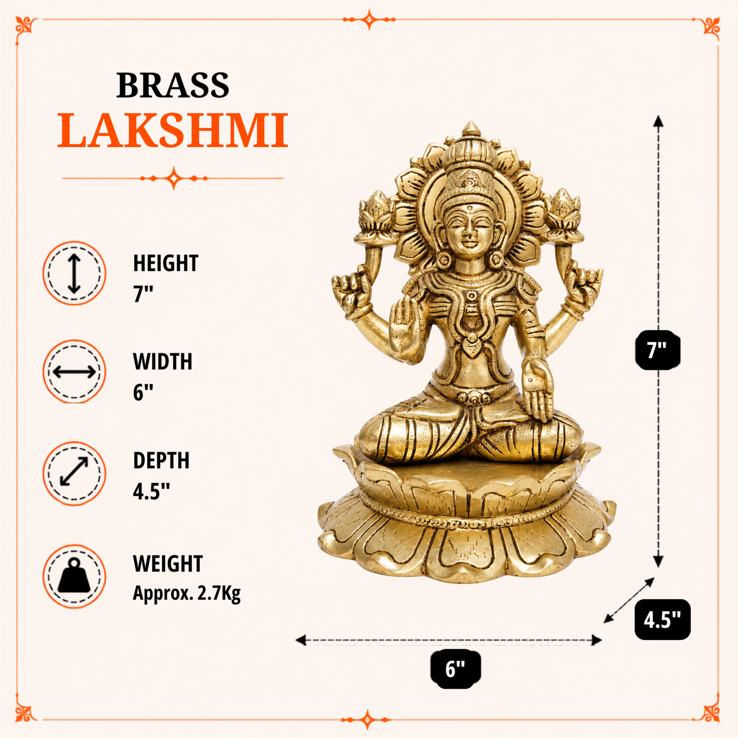 Goddess Lakshmi on Lotus Pedestal