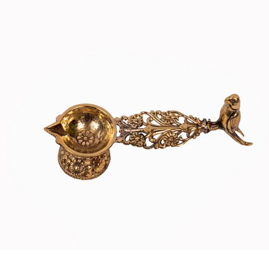 Handcrafted Aarti Bird Hand Arti Brass Diya