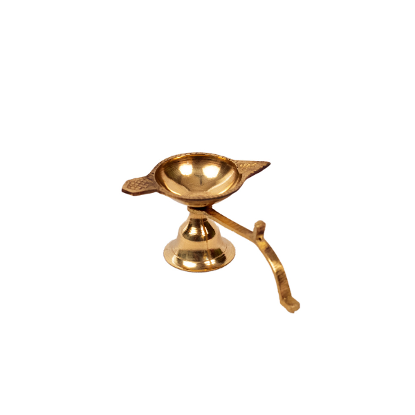 Handcrafted Small deeoam Hand Arti Brass Diya
