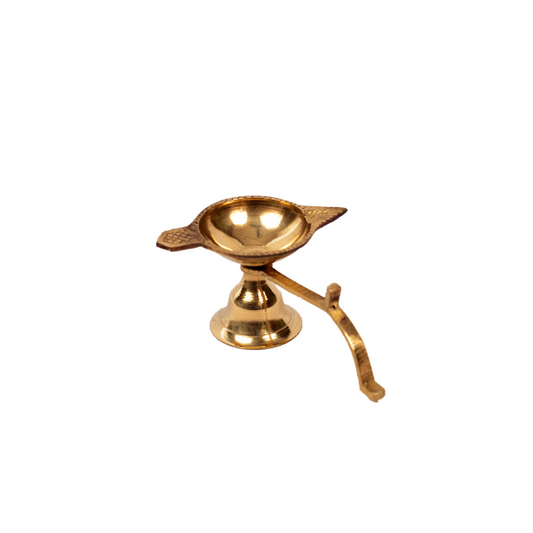Handcrafted Small deeoam Hand Arti Brass Diya